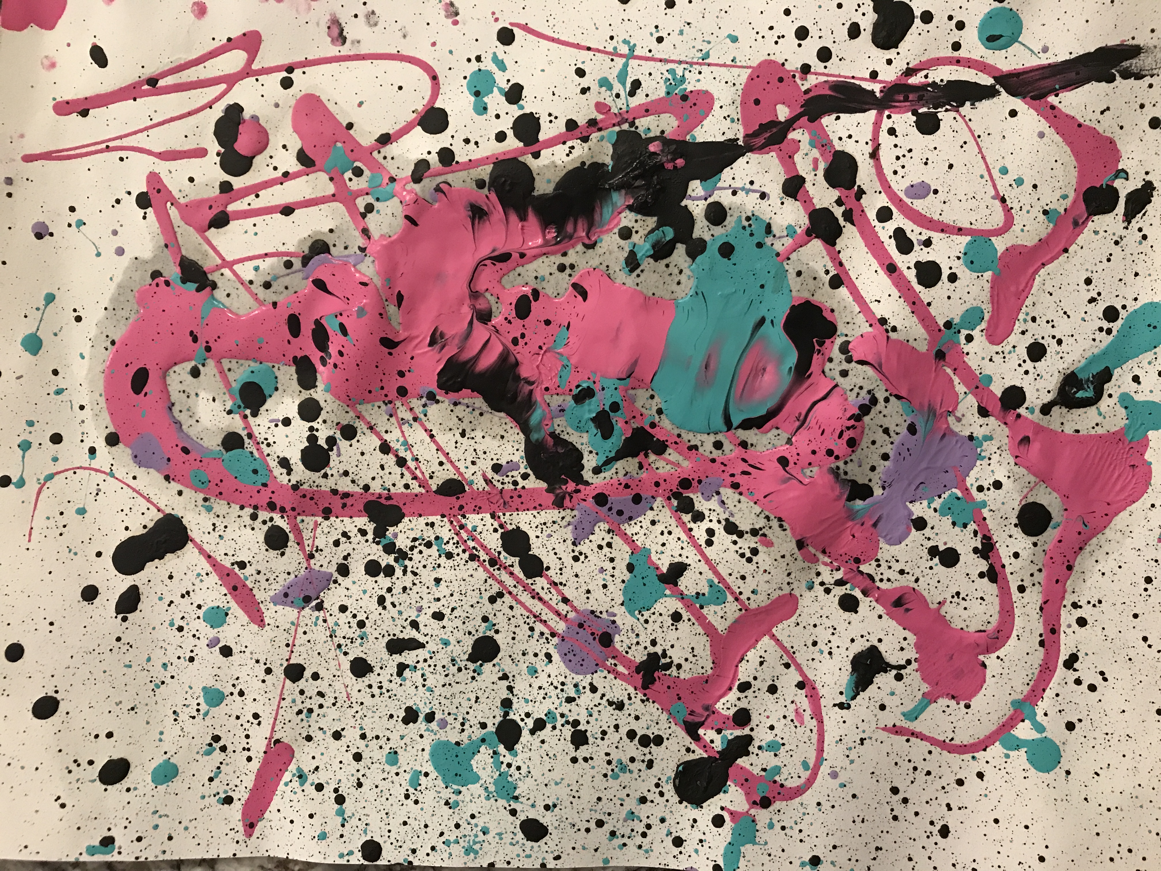 Abstract art by C.B. inspired by Jackson Pollock.