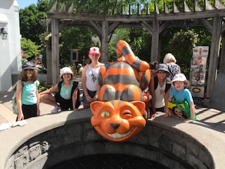 With the Cheshire Cat at Storybook Gardens.  Just look at those grins!