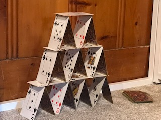 Alice In Wonderland inspired challenge: One student made a 4-tier house of cards!